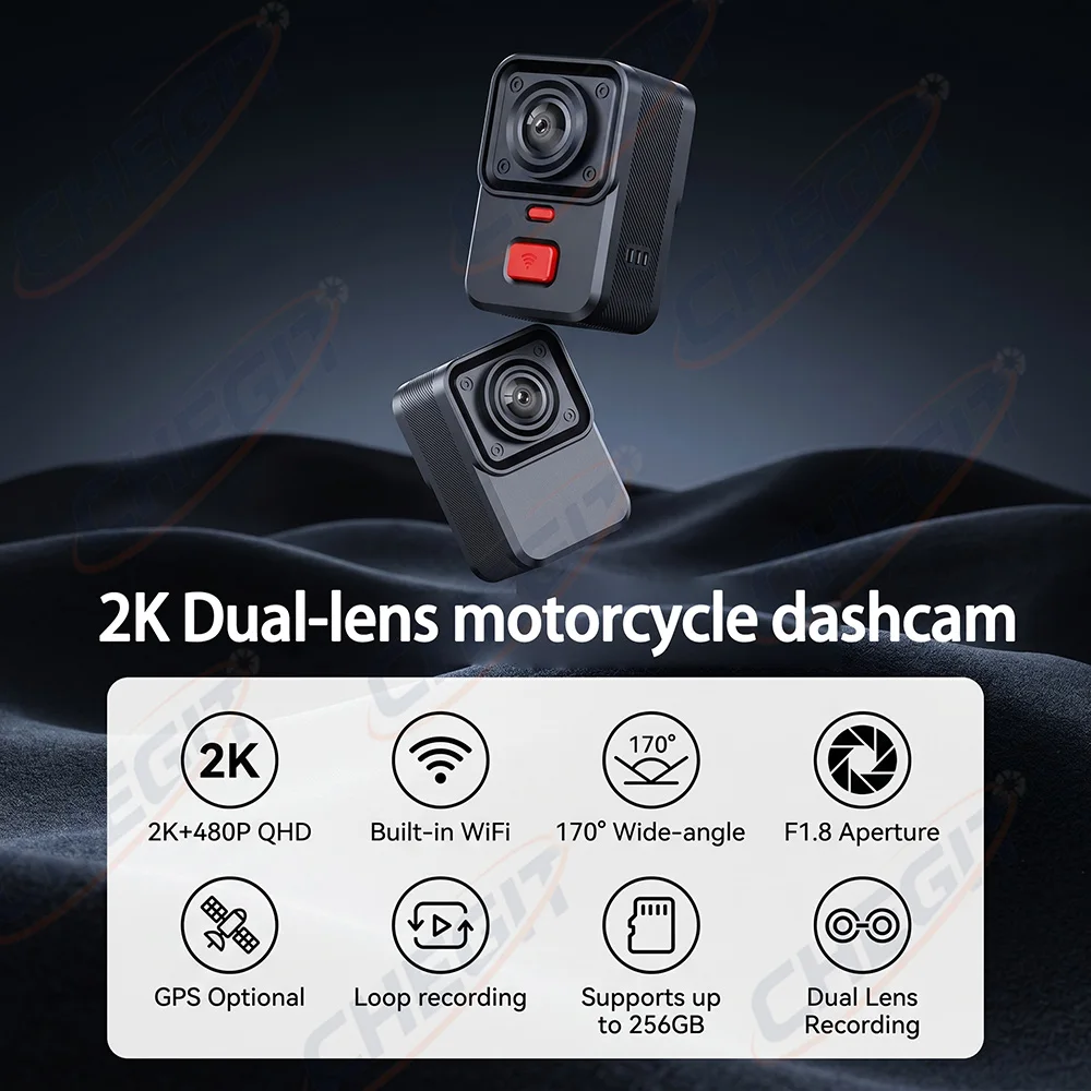 2 Camera Motorcycle DVR 2K HD  - đánh giá và giá Cycling Loop